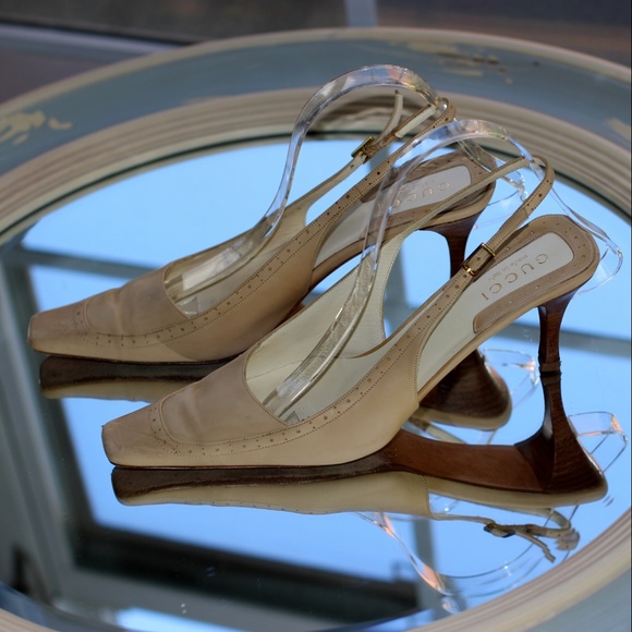 Gucci Square Toe Leather Slingback Pump (STEAL) - Picture 6 of 7